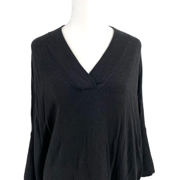 Anthropologie 100% Merino Wool Relaxed Boxy Pullover Sweater Black size Small - Picture 2 of 7